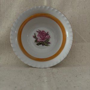 Westwood Fine China Rose Print Bowl with Gold Accent - Hand Crafted in Japan